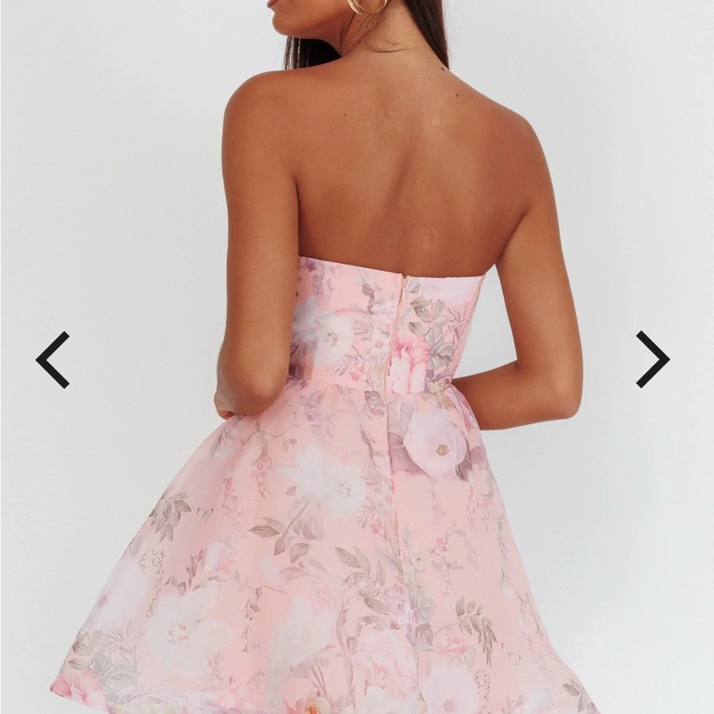 Gem Deep Sweetheart Neckline Mini Dress Floral Pink - Picture 2 of 4